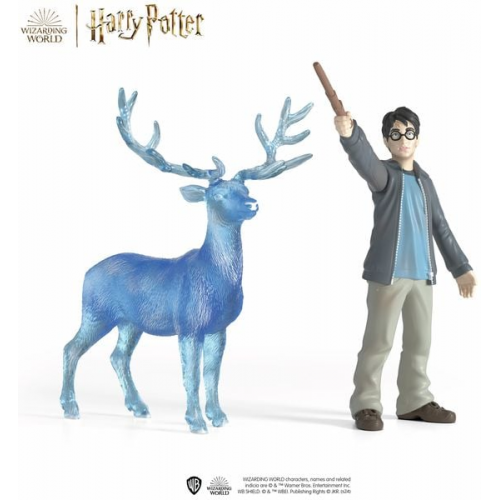 Schleich 42680 - Wizarding World - Harry Potter, Harry Potter & Patronus, Spielfiguren, Höhe HP: ca. 9 cm