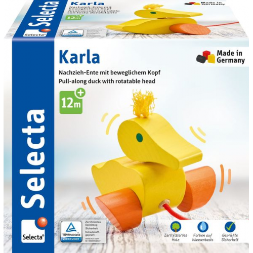 Schmidt Spiele - Selecta - Karla, Nachzieh-Ente, 10 cm