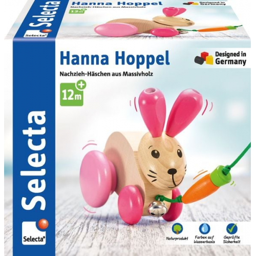 Schmidt Spiele - Selecta - Hanna Hoppel, Nachzieh-Hase, 13 cm