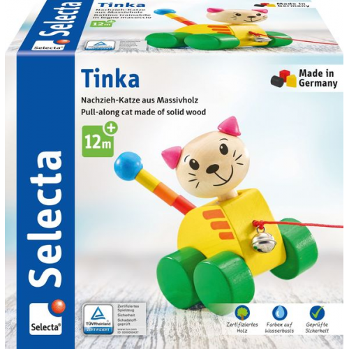 Schmidt Spiele - Selecta - Tinka, Nachzieh-Katze, 12 cm