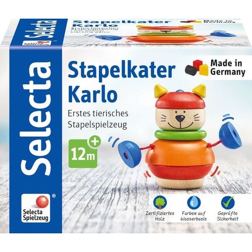 Schmidt Spiele - Selecta - Stapelkater Karlo, 10 cm