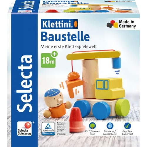 Selecta 62075 - Klettini® Baustelle, Klett-Fahrzeug, Holz, 8-teilig