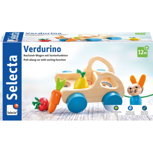 Selecta 62082 - Nachzieh-Sortierwagen, Verdurino, Holz, 5-teilig