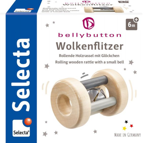 Selecta 64003 - bellybutton, Wolkenflitzer, Rassel, Holz, 7 cm