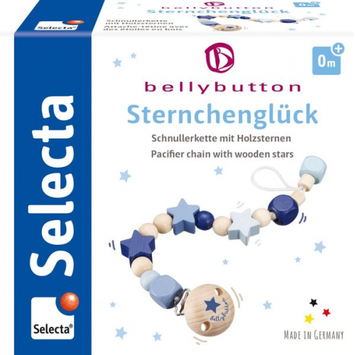 Selecta 64014 - bellybutton, Sternchenglück, Schnullerkette, Holz, blau, 21 cm