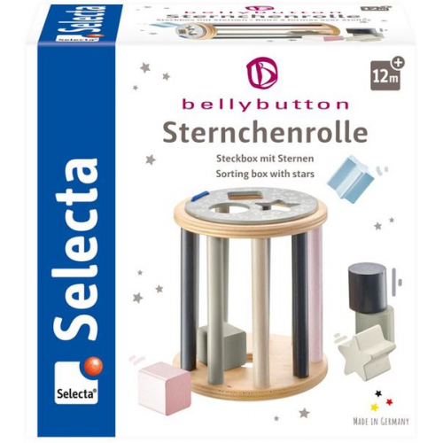 Selecta 64017 - bellybutton, Sternchenrolle, Sortier- und Steckbox, Holz, 13 cm