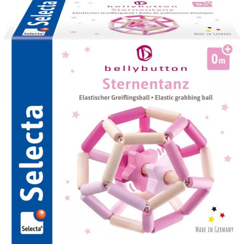 Selecta 64021 - bellybutton, Sternentanz, Greifling-Ball, Holz, rosa, 11,5 cm