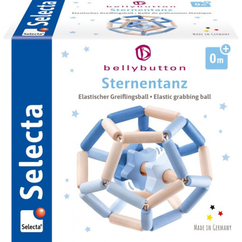 Selecta 64022 - bellybutton, Sternentanz, Greifling-Ball, Holz, blau, 11,5 cm