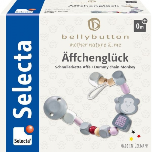 Schmidt Spiele - Selecta - bellybutton by Selecta - Äffchenglück, rosa, Schnullerkette, 22 cm