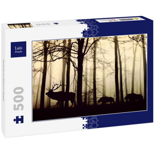 Lais Puzzle Hirsche im Wald im Nebel 500 Teile