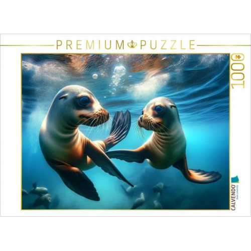 CALVENDO Puzzle Ein Bild das das spielerische Verhalten junger kalifornischer Seelöwen zeigt | 1000 Teile Lege-Größe 64x48cm Foto-Puzzle für glücklich