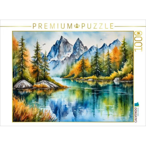 CALVENDO Puzzle Bergsee mit Spiegelung | 1000 Teile Lege-Größe 64x48cm Foto-Puzzle für glückliche Stunden