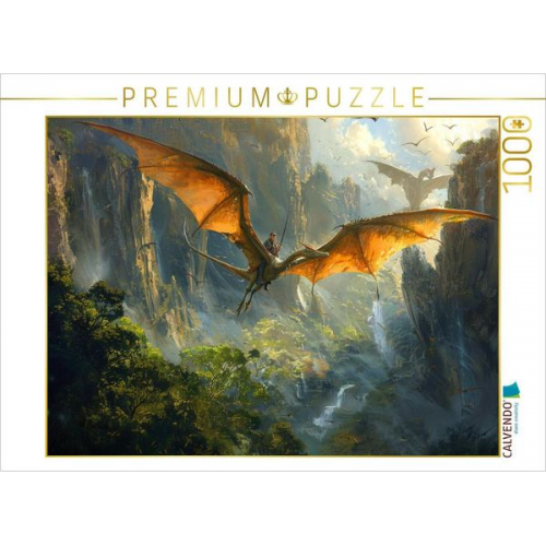 CALVENDO Puzzle Patrouille - Mann fliegt auf einem Dinosaurier | 1000 Teile Lege-Größe 64x48cm Foto-Puzzle für glückliche Stunden