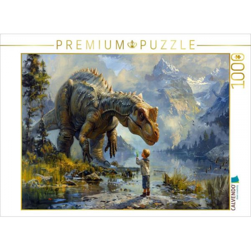 CALVENDO Puzzle Der große Freund - Kind und Dinosaurier | 1000 Teile Lege-Größe 64x48cm Foto-Puzzle für glückliche Stunden