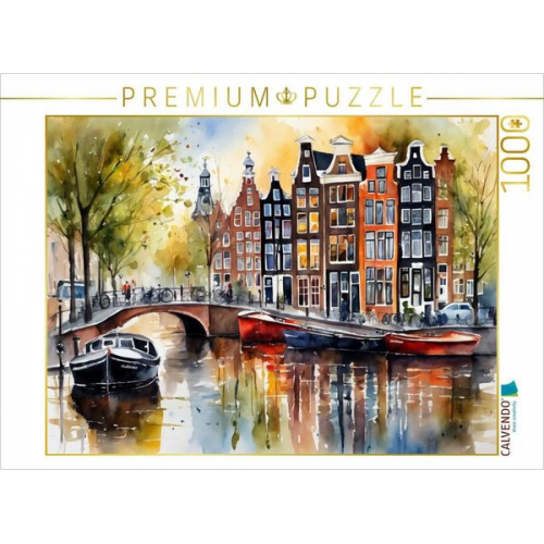 CALVENDO Puzzle Gracht in Amsterdam | 1000 Teile Lege-Größe 64x48cm Foto-Puzzle für glückliche Stunden