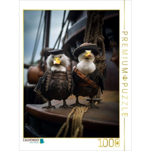 CALVENDO Puzzle Piraten Landeplatz: Piratenvögel an Deck | 1000 Teile Lege-Größe 64x48cm Foto-Puzzle für glückliche Stunden