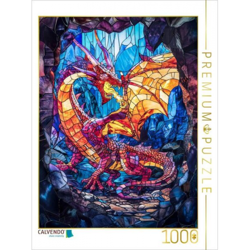 CALVENDO Puzzle Ein mächtiger Drache ruht tief in seiner Höhle | 1000 Teile Lege-Größe 64x48cm Foto-Puzzle für glückliche Stunden