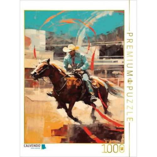 CALVENDO Puzzle Rodeo-Rebellen: Der Cowboy im Sturm | 1000 Teile Lege-Größe 64x48cm Foto-Puzzle für glückliche Stunden