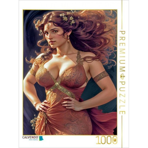 CALVENDO Puzzle Yolandas neues Kleid ist orientalisch und rot. | 1000 Teile Lege-Größe 64x48cm Foto-Puzzle für glückliche Stunden