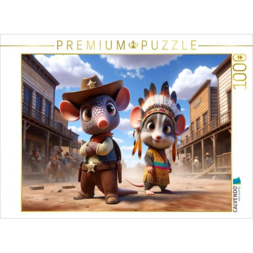 CALVENDO Puzzle Dusty und Milo: Ein Abenteuer im Wilden Westen | 1000 Teile Lege-Größe 64x48cm Foto-Puzzle für glückliche Stunden