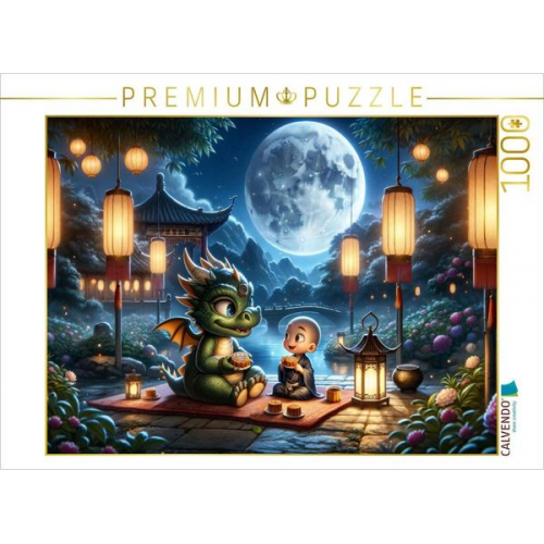 CALVENDO Puzzle Mondscheinmärchen im Garten der Stille | 1000 Teile Lege-Größe 64x48cm Foto-Puzzle für glückliche Stunden