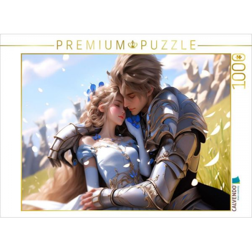 CALVENDO Puzzle Ritter und Prinzessin - Manga Style | 1000 Teile Lege-Größe 64x48cm Foto-Puzzle für glückliche Stunden