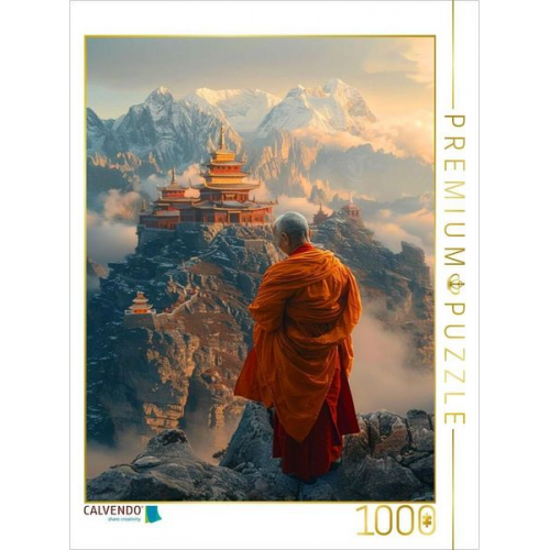 CALVENDO Puzzle buddhistischer Mönch in den Bergen | 1000 Teile Lege-Größe 64x48cm Foto-Puzzle für glückliche Stunden