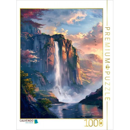 CALVENDO Puzzle Ein Motiv aus dem Kalender Titanen der Natur - Majestätische Wasserfälle im Anime - Stil | 1000 Teile Lege-Größe 64x48cm Foto-Puzzle f