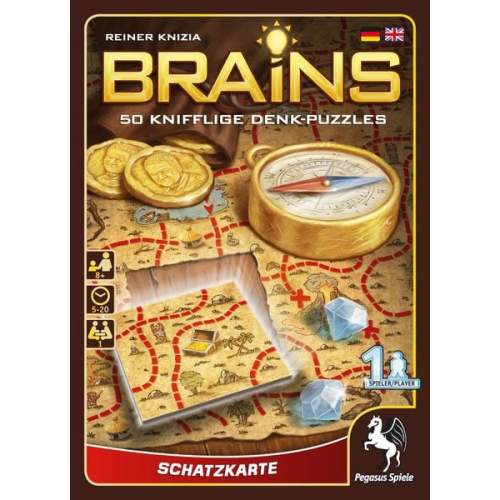 Pegasus - Brains Schatzkarte, 50 knifflige Denk-Puzzles, Denksport