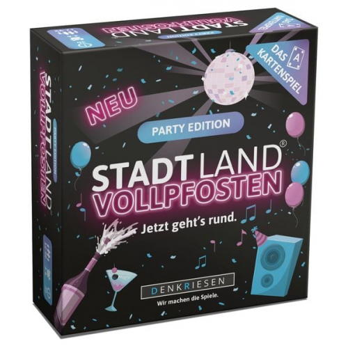 DENKRIESEN - STADT LAND VOLLPFOSTEN® - Das Kartenspiel - PARTY EDITION "Jetzt geht's rund."