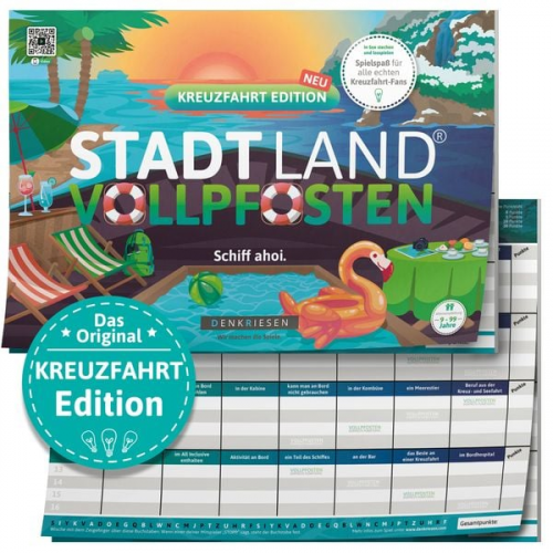 Denkriesen - Stadt Land Vollpfosten® - Kreuzfahrt Edition - "schiff Ahoi!" - A4