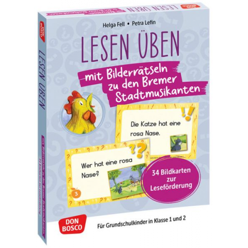 Lesen üben mit Bilderrätseln: Die Bremer Stadtmusikanten. 34 Bildkarten zur Leseförderung