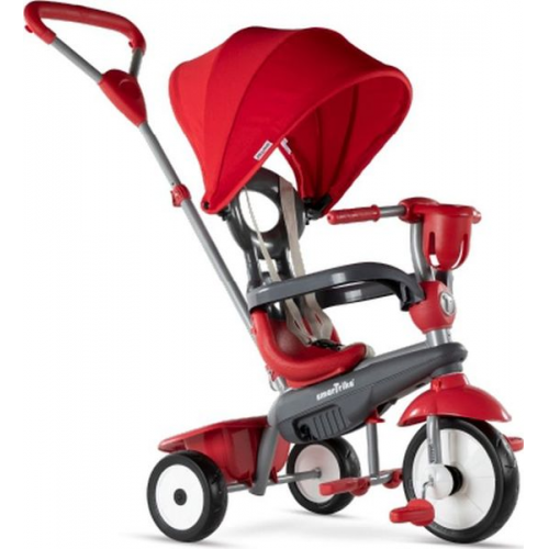 SmarTrike - 4 in1 Dreirad Breeze Plus rot-schwarz mit Flüsterrädern, Getränkeh