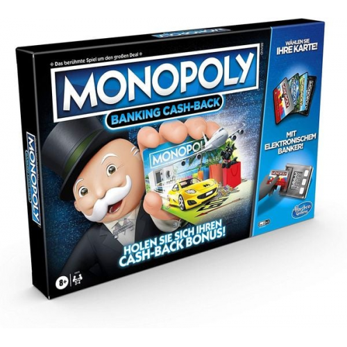 Hasbro E8978156 - Monopoly Banking Cash-Back Brettspiel, elektronischer Kartenleser, Familienspiel