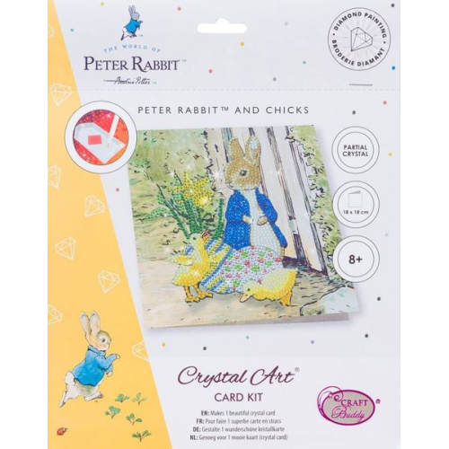 Craft Buddy CCK-PRBT04 - Crystal Art Cards, Peter Rabbit, Peter Hase und Küken, 18x18 cm, Diamond Painting, Kunstkarte