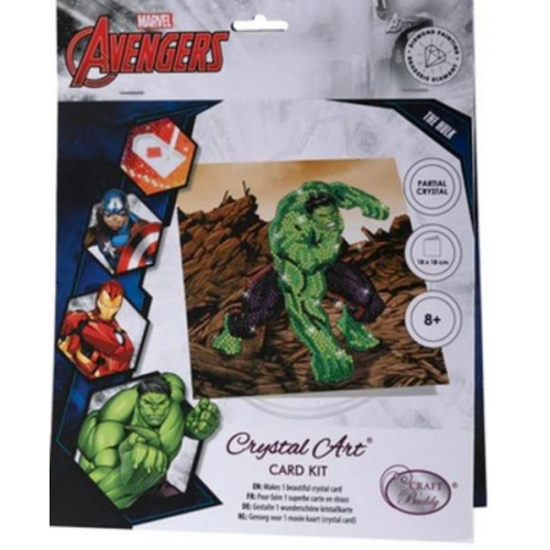 Craft Buddy CCK-MCU903 - Crystal Art Card Kit, Marvel Hulk, 18x18 cm, Diamond Painting, Kunst-Grußkarte