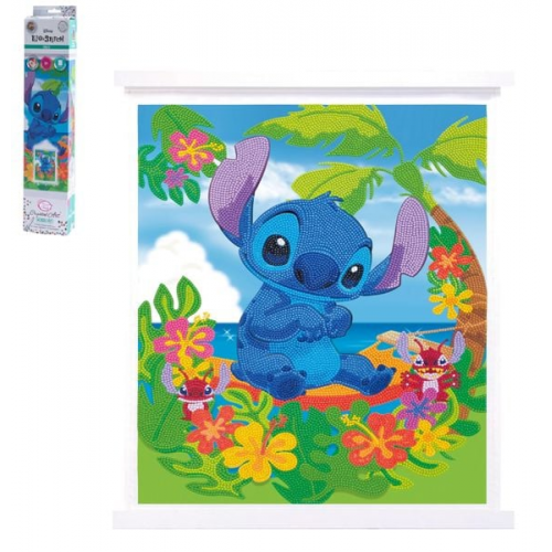 Craft Buddy CAS-DNY901L - Crystal Art Scroll, Disney Lilo & Stitch, Motiv: Stitch, Scrollbild 35x45cm, Kristallkunst-Bastelset