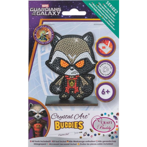 Craft Buddy CAFGR-MCU012 - Crystal Art Kid, Buddies, Rocket Marvel Guardians of the Galaxy, Serie 2, Funkelndes-Bastelset