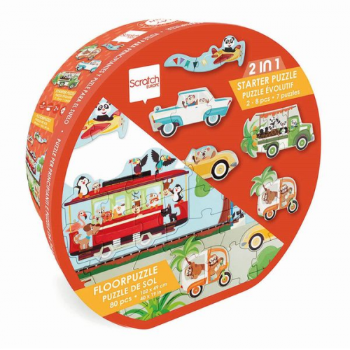 Scratch - 2in1 Bodenpuzzle Unterwegs, 80 Teile