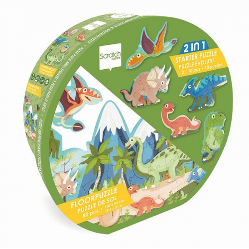 Scratch - 2in1 Bodenpuzzle Dino, 80 Teile