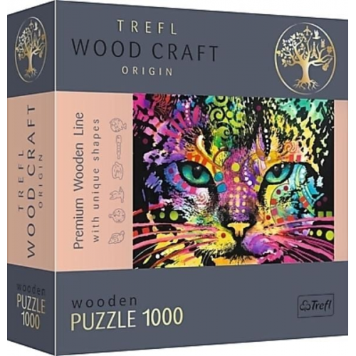 Trefl - Holzpuzzle 1000 - Bunte Katze