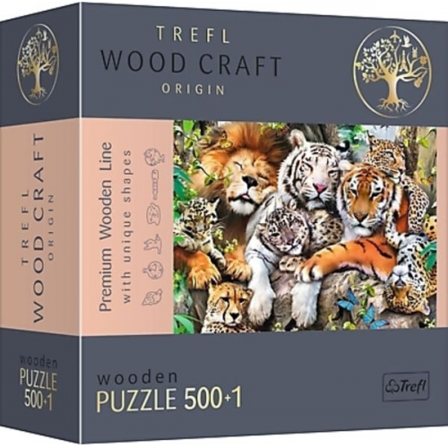 Trefl - Holzpuzzle 500+1 - Wildkatzen im Dschungel