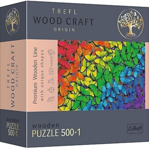 Trefl - Holzpuzzle 500+1 - Regenbogen Schmetterlinge