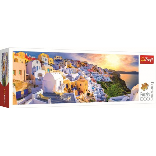 Puzzle 1000 Panorama Sonnenuntergang in Santorini, Griechenland