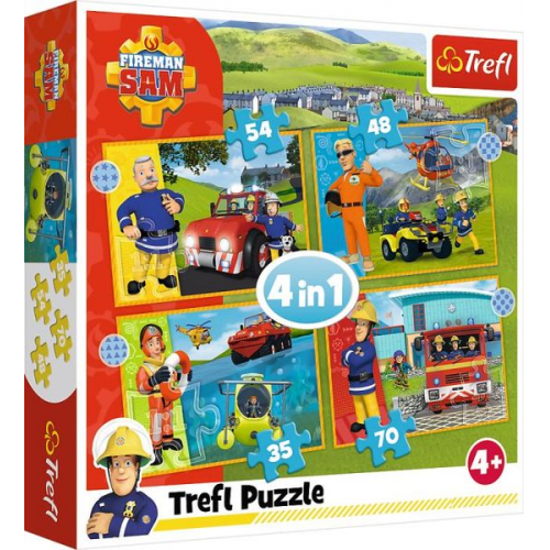 Feuerwehrmann Sam zur Rettung, 4 in 1 Puzzle (Kinderpuzzle)