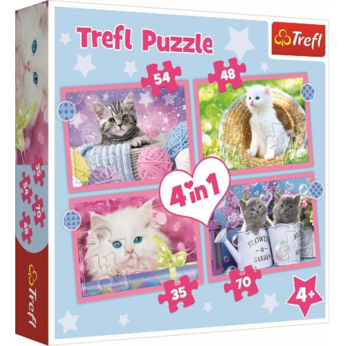 4 in 1 Puzzle 35, 48, 54, 70 Teile - Katzen