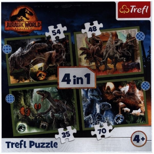 4 in 1 Puzzle 35, 48, 54, 70 Teile Jurassic World (Kinderpuzzle)