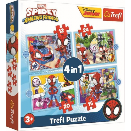 4 in 1 Puzzle 12,15, 20, 24 Teile Marvel Spidey