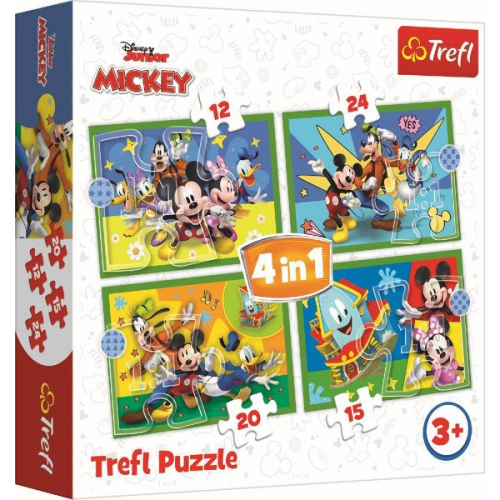 4 in 1 Puzzle 12,15, 20, 24 Teile Mickey Mouse und Freunde