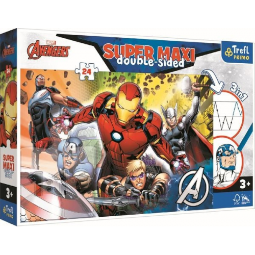 Primo Super Maxi Puzzle 24 Teile und Malvorlage Marvel The Avengers